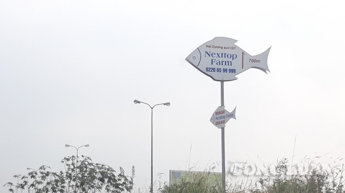 Tấm biển chỉ dẫn đường nhà hàng Nexttop Farm của Công ty Vinafes.