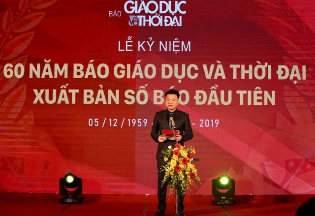 TBT Báo Giáo dục & Thời đại Triệu Ngọc Lâm phát biểu khai mạc. Ảnh: Giáo dục & Thời đại.
