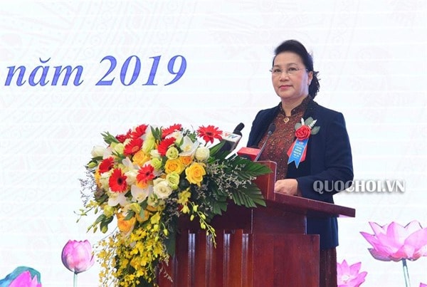 Chủ tịch Quốc hội Nguyễn Thị Kim Ngân phát biểu tại buổi lễ. Ảnh: quochoi.vn