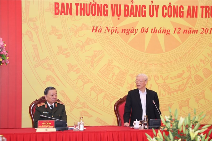 Tổng Bí thư, Chủ tịch nước Nguyễn Phú Trọng phát biểu chỉ đạo tại Hội nghị. Ảnh: BCA.