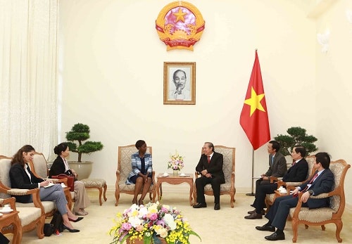 Tại buổi tiếp, Phó Thủ tướng Trương Hòa Bình cho biết, trong hai năm đảm nhiệm trọng trách của mình tại Hội đồng Bảo an, Việt Nam sẽ dành quan tâm thích đáng đến các vấn đề hòa bình, an ninh ở châu Phi. Ảnh: VGP