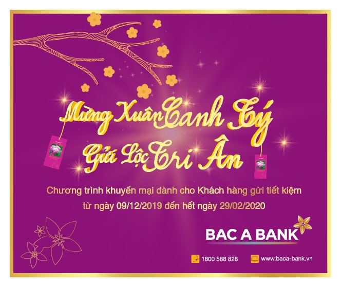 Chương trình khuyến mại dành cho khách hàng gửi tiết kiệm tại BAC A BANK.