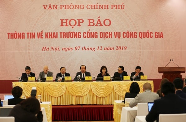 Quang cảnh cuộc họp báo thông tin về Lễ khai trương Cổng Dịch vụ công Quốc gia ngày 7/12. Ảnh: VGP