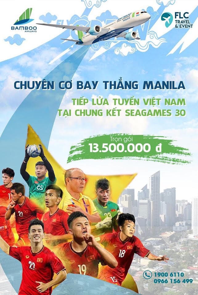 Bamboo Airways phối hợp cùng FLC Travel & Event xây dựng tour trọn gói cho các cổ động viên đến Manila.
