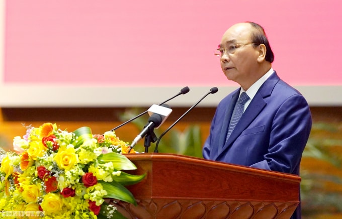 Thủ tướng Nguyễn Xuân Phúc phát biểu tại Hội nghị quân chính toàn quân 2019. Ảnh: VGP.