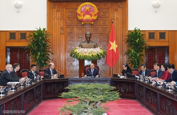 Thủ tướng Nguyễn Xuân Phúc tiếp đoàn doanh nghiệp Hội đồng Kinh doanh Hoa Kỳ - ASEAN (USABC). Ảnh: VGP