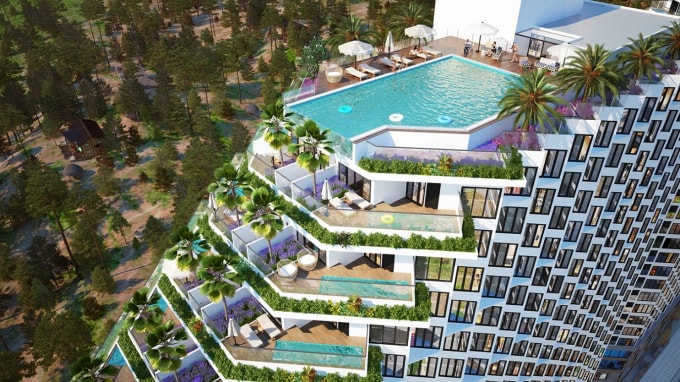 Các căn hộ VIP có bể bơi riêng tại ban công.