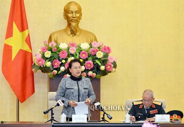 Chủ tịch Quốc hội Nguyễn Thị Kim Ngân phát biểu tại buổi gặp mặt. Ảnh: quochoi.vn