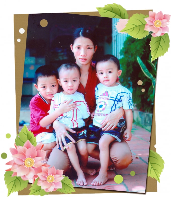 Chị Tuyên cùng các con trong gia đình nhỏ của mình. Ảnh: Báo Bắc Giang