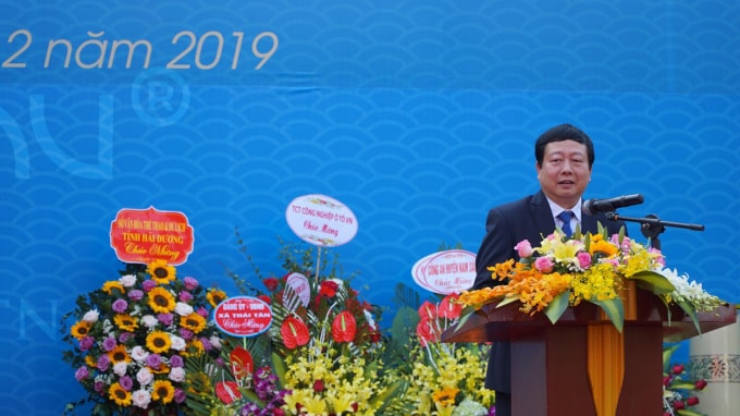 Ông Nguyễn Dương Thái - Chủ tịch UBND tỉnh Hải Dương phát biểu tại Lễ công bố.
