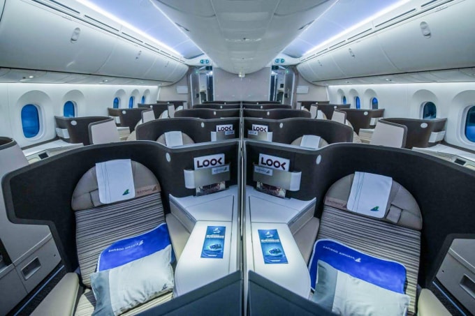 Khoang Thương gia của Boeing 787-9 Dreamliner được thiết kế với không gian rộng rãi.
