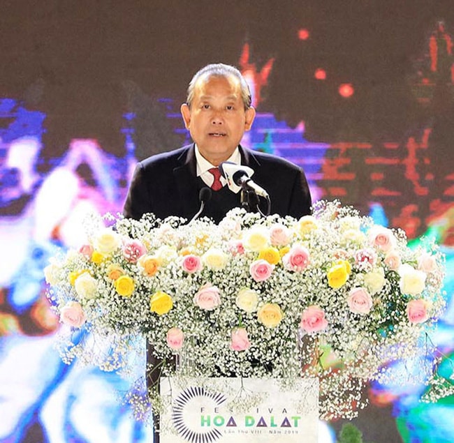 Phó Thủ tướng Thường trực Chính phủ Trương Hòa Bình phát biểu tại lễ khai mạc. Ảnh: baolamdong.vn