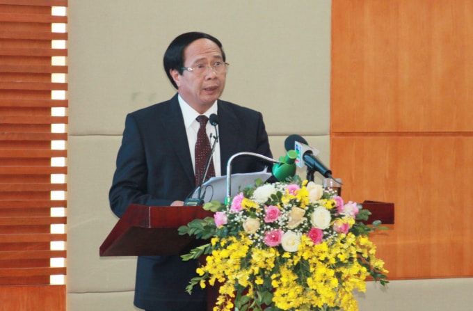Ông Lê Văn Thành, Ủy viên TW Đảng, Bí thư Thành ủy, Chủ tịch HĐND TP Hải Phòng phát biểu tại Hội nghị.