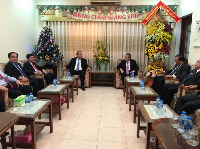 Phó Thủ tướng Thường trực Trương Hòa Bình và Đoàn Chính phủ thăm và chúc mừng Giáng sinh 2019 tại Tổng Liên hội Hội Thánh Tin lành Việt Nam (miền Nam). Ảnh: Hồng Phúc