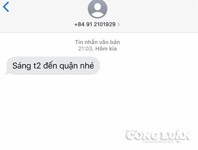 Đây là tin nhắn gửi đến số điện thoại của phóng viên.