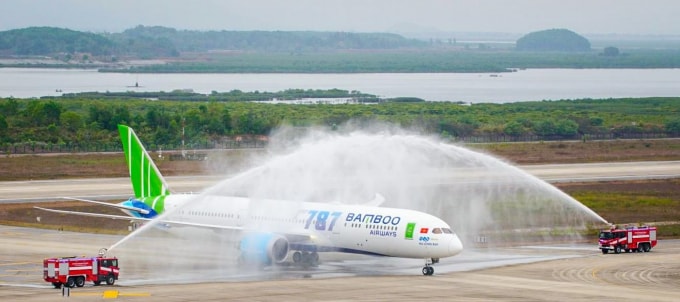 Lễ chào đón máy máy Boeing 787-9 Dreamliner đầu tiên của Bamboo Airways tại Cảng hàng không Vân Đồn - Tỉnh Quảng Ninh.