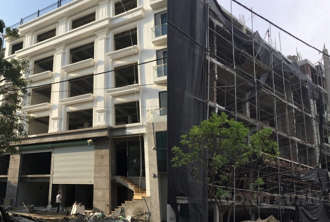 Hình bên phải là dãy công trình đang được xây dựng vào khoảng tháng 9/2019 và đến tháng 12/2019 các công trình vi phạm đã đi vào hoàn thiện (hình bên trái).