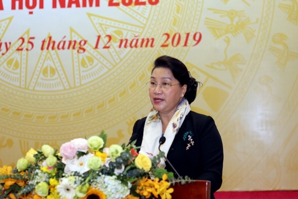 Chủ tịch Quốc hội Nguyễn Thị Kim Ngân phát biểu chỉ đạo tại Hội nghị triển khai nhiệm vụ lao động, người có công và xã hội năm 2020. Ảnh: baodansinh.vn