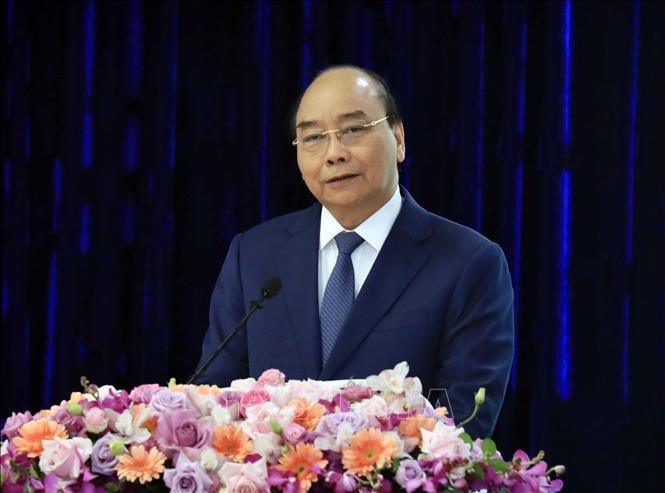 Thủ tướng Nguyễn Xuân Phúc phát biểu tại Hội nghị. Ảnh: TTXVN