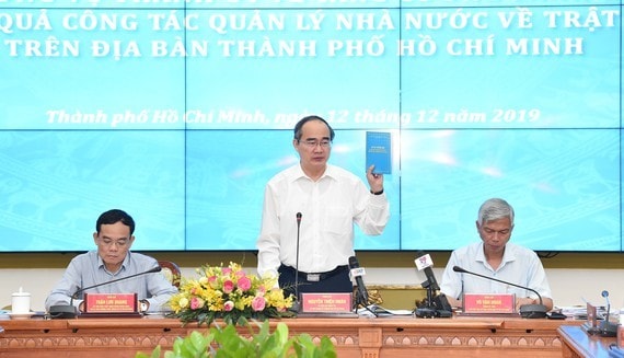 Bí thư Thành ủy TP.HCM Nguyễn Thiện Nhân phát biểu tại Hội nghị - Ảnh. Việt Dũng