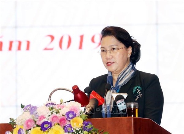 Chủ tịch Quốc hội Nguyễn Thị Kim Ngân phát biểu tại Hội nghị. Ảnh: TTXVN