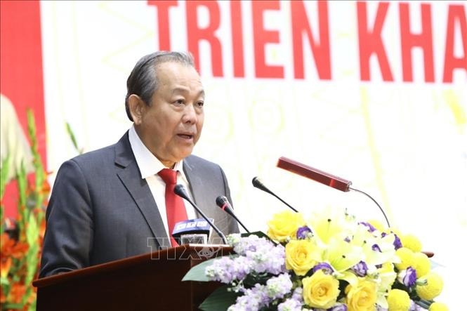 Phó Thủ tướng Trương Hòa Bình phát biểu tại Hội nghị. Ảnh: TTXVN