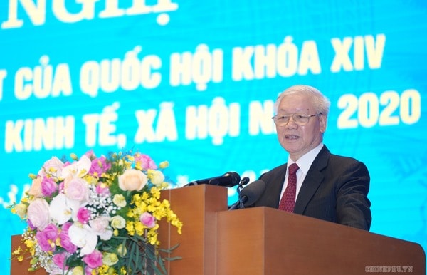 Tổng Bí thư, Chủ tịch nước Nguyễn Phú Trọng phát biểu chỉ đạo tại Hội nghị. Ảnh: VGP