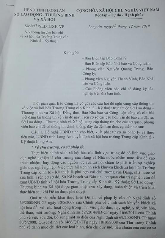 Trong buổi gặp mặt báo chí, Sở LĐTBXH đã tự đặt ra 15 câu hỏi và tự trả lời với đại diện , phóng viên báo Nhà báo & Công luận.