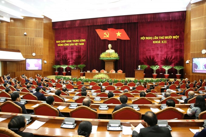 Bế mạc hội nghị lần thứ 11 Ban Chấp hành T.Ư Đảng khóa XII. Ảnh: TTXVN