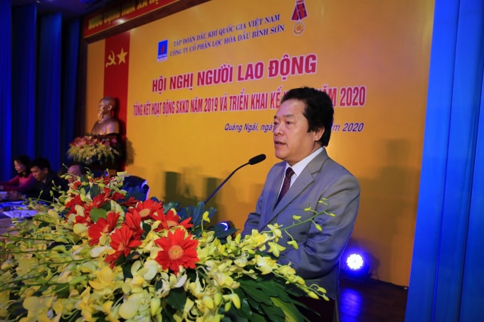 Phó Chủ tịch UBND tỉnh Quảng Ngãi Võ Phiên biểu dương những thành công của BSR năm 2019.