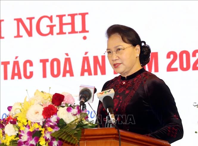 Chủ tịch Quốc hội Nguyễn Thị Kim Ngân phát biểu tại Hội nghị. Ảnh: TTXVN.
