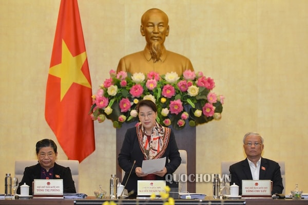 Chủ tịch Quốc hội Nguyễn Thị Kim Ngân phát biểu khai mạc phiên họp thứ 41 của Ủy ban Thường vụ Quốc hội. Ảnh: quochoi.vn