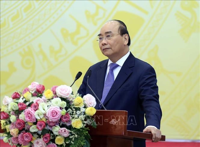 Thủ tướng Nguyễn Xuân Phúc phát biểu chỉ đạo tại hội nghị. Ảnh: TTXVN