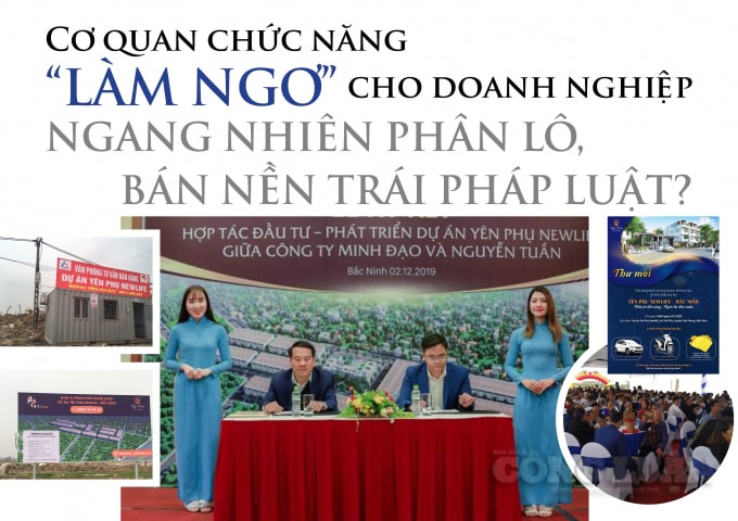 Ông Nguyễn Công Chìu (trái), Giám đốc Công ty Công ty Xây dựng Minh Đạo và ông Nguyễn Anh Tuấn, Giám đốc Công ty TNHH Thương mại và Xây dựng Nguyễn Tuấn ký kết hợp tác. Sau đó Công ty Nguyễn Tuấn đã rầm rộ tổ chức lễ bán hàng dự án - bán đất nền Khu nhà ở thôn Cầu Gạo - Yên Phụ New Life tại xã Yên Phụ.