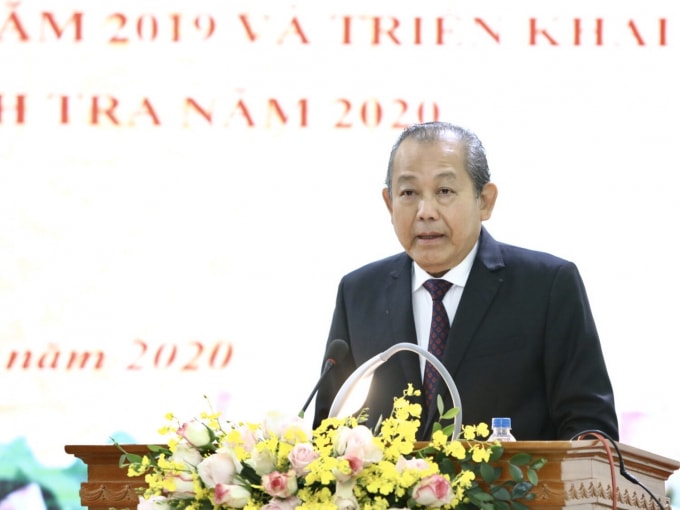 Phó Thủ tướng Trương Hòa Bình phát biểu tại Hội nghị trực tuyến tổng kết công tác ngành thanh tra năm 2019, triển khai kế hoạch công tác năm 2020.