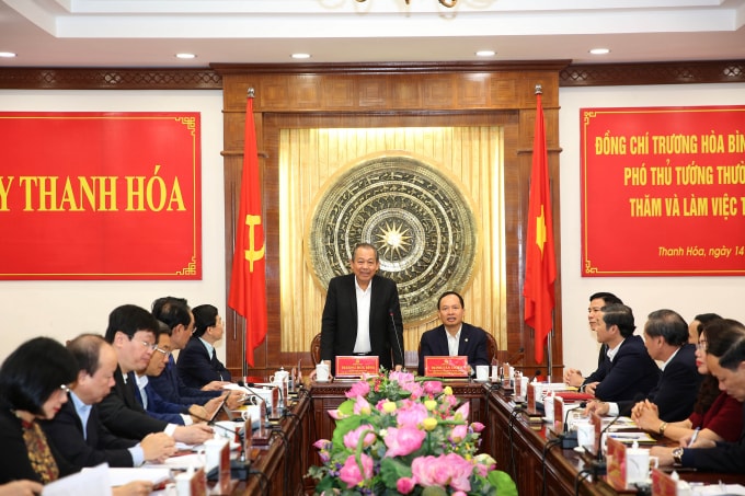 Phó Thủ tướng Trương Hòa Bình phát biểu tại buổi làm việc. Ảnh: VGP