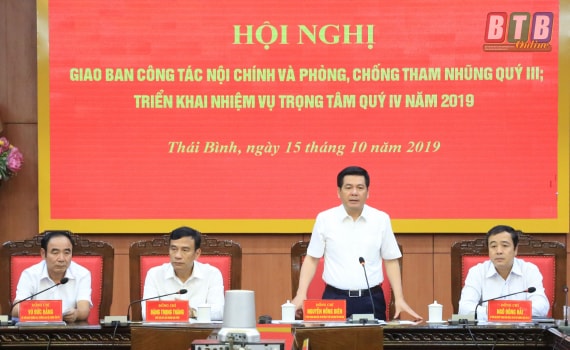 Giao ban công tác nội chính và phòng chống tham nhũng quý III năm 2019 (ảnh st)