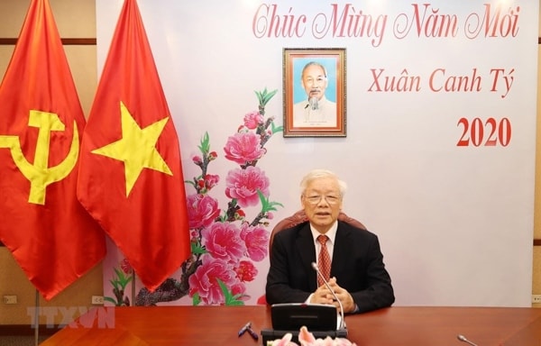 Tổng Bí thư, Chủ tịch nước Nguyễn Phú Trọng điện đàm với Tổng Bí thư, Chủ tịch nước Trung Quốc Tập Cận Bình. Ảnh: TTXVN