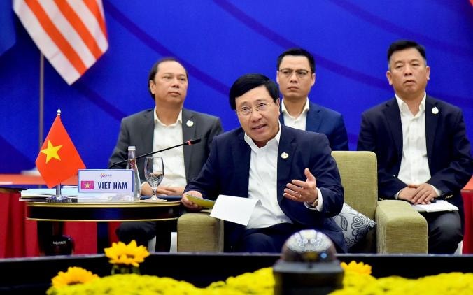 Phó Thủ tướng Phạm Bình Minh nêu 5 ưu tiên của Việt Nam trong vai trò Chủ tịch ASEAN 2020. Ảnh: Tuấn Anh