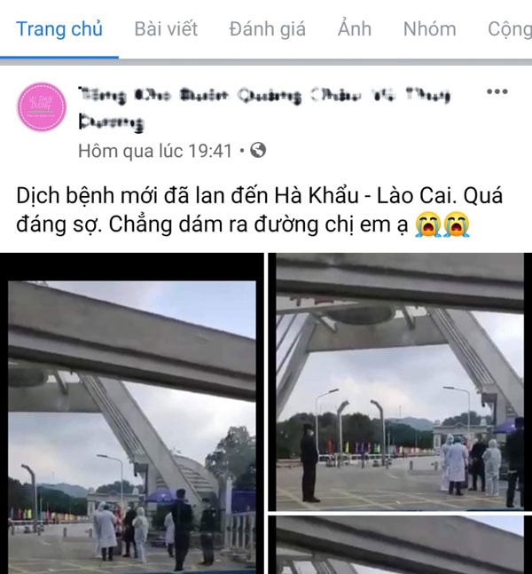 Một trong hai trang facebook cá nhân đưa thông tin sai lệch về dịch do virus Corona gây ra.
