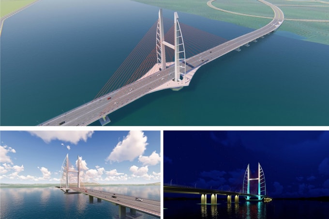 Các phương án thiết kế dự kiến cầu Cửa Lục 3, kết nối giữa tuyến đường trục chính tại KĐT FLC Tropical City Ha Long (Hà Khánh) và Quốc lộ 279, Hoành Bồ.