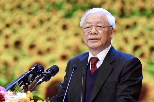 Tổng Bí thư, Chủ tịch nước Nguyễn Phú Trọng đọc diễn văn kỷ niệm 90 năm Ngày thành lập Đảng Cộng sản Việt Nam. Ảnh: VGP