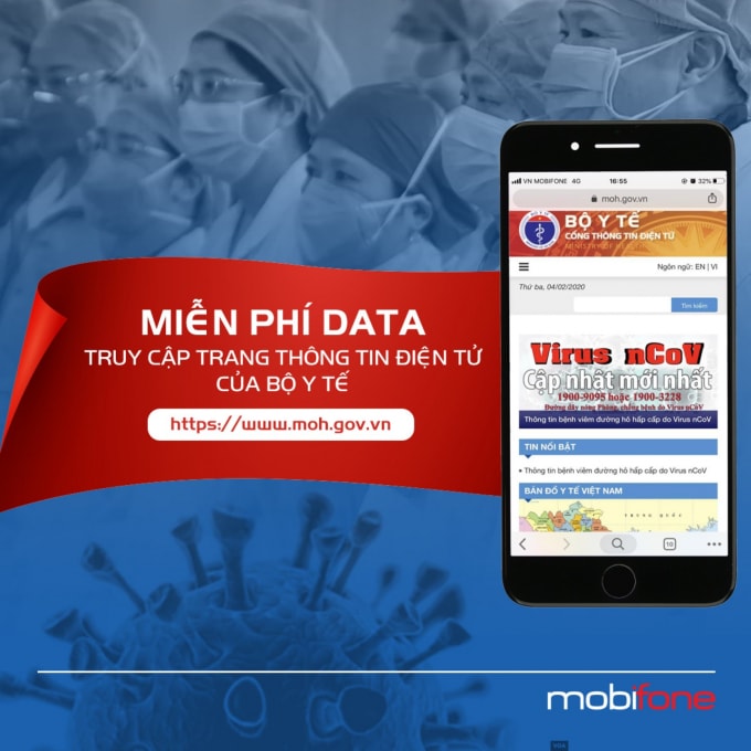Thuê bao di động MobiFone được miễn cước data khi khi truy cập vào trang thông tin điện tử của Bộ Y tế