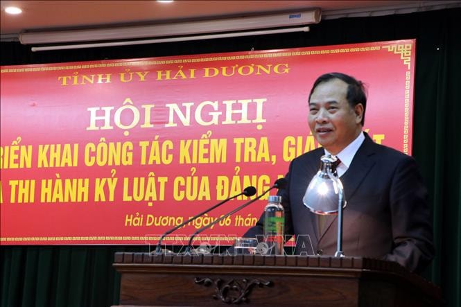 Bí thư Tỉnh ủy Hải Dương Nguyễn Mạnh Hiển phát biểu tại hội nghị (ảnh st)