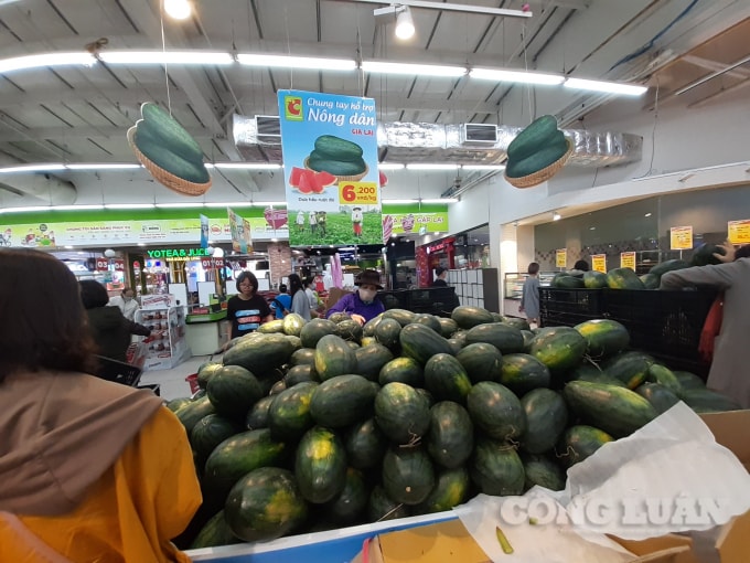 Tại Bic C Thăng Long giá bán cho 1kg dưa hấu là 6.200đ. Ảnh H.Long.