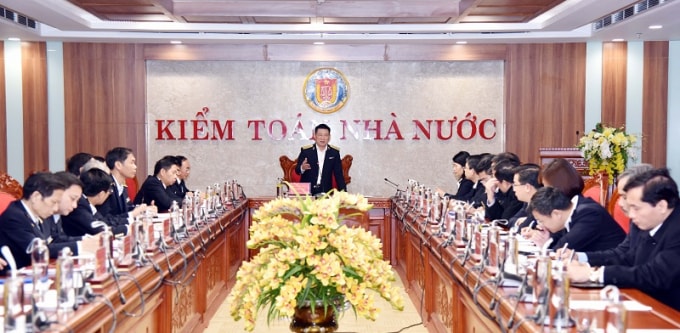 Tổng Kiểm toán nhà nước Hồ Đức Phớc đã chủ trì Hội nghị giao ban trực tuyến nhằm đánh giá kết quả thực hiện công tác tháng 1. Ảnh: sav.gov.vn