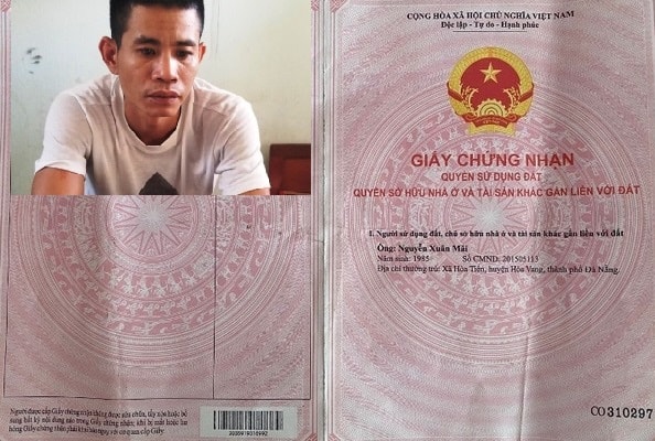 Sổ đỏ mà Nguyễn Xuân Mãi đặt làm giả trên mạng.
