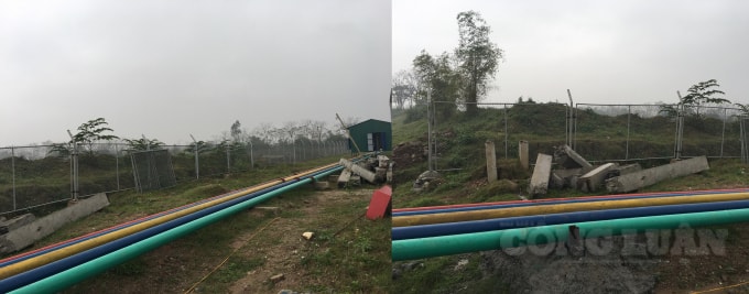 Đường ống dẫn xăng, dầu dài cả trăm mét được thi công để hoàn thiện nhanh chóng.