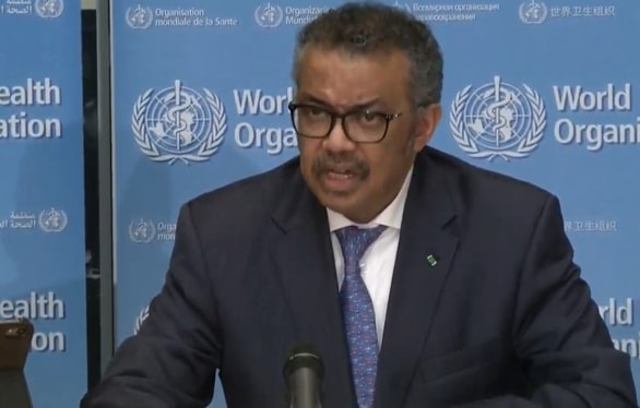 Tổng giám đốc WHO Tedros Adhanom Ghhebreyesus trong cuộc họp báo ngày 17/2. Ảnh: TL