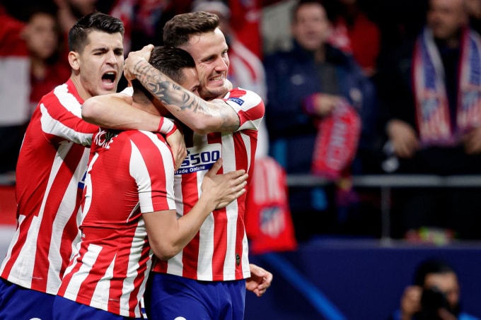 Saul bất ngờ mở điểm cho Atletico Madrid từ rất sớm.Ảnh:Getty